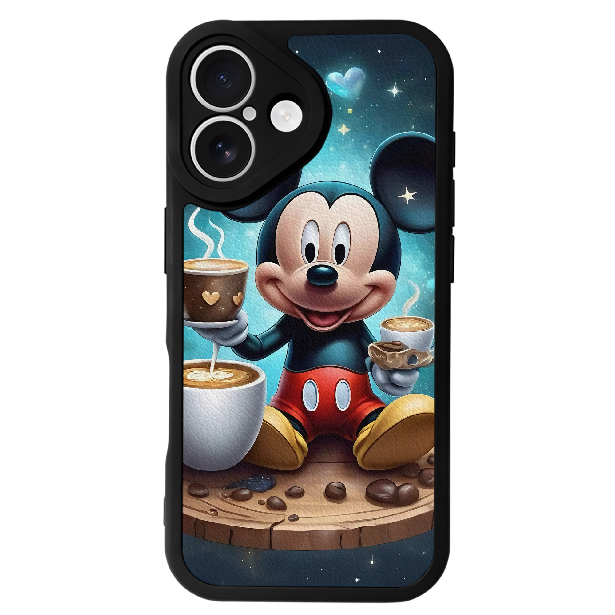 （画像用） ミッキーマウス Mickey Mouse 【iPhone 16シリーズ対応】シリコンスマホケース（レザー調） 材質：シリコン
